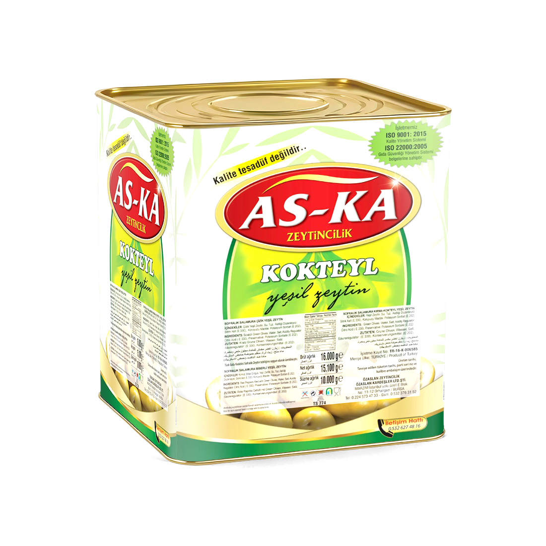 Kokteyl Yeşil Zeytin - 10kg